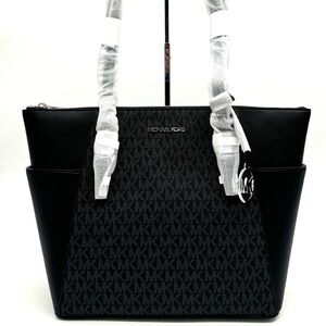 Michael Kors Large Charlotte TZ Tote Bag Black Signature